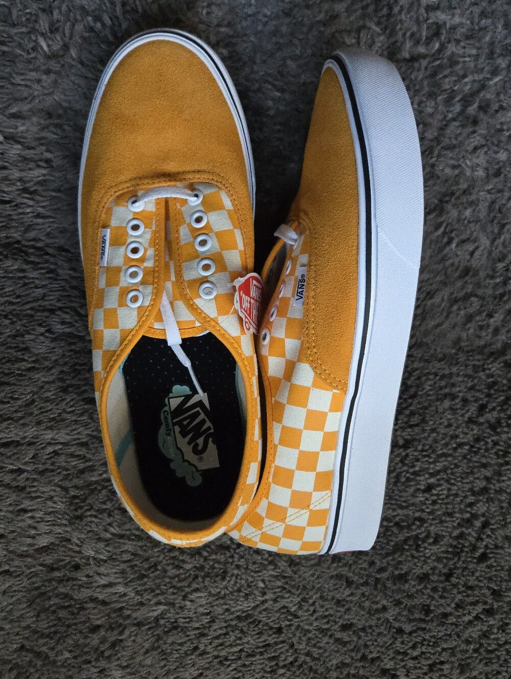 Vans Comfycush Authentic Men Size 11 Checkered Yellow And White 072026 - Picture 4 of 8
